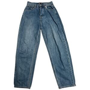 PrettyLittleThing Medium Wash Boyfriend High Rise Straight Leg Jeans Women's 4